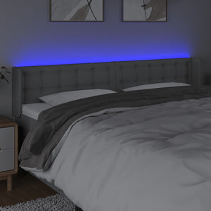 vidaXL LED Headboard Light Grey 203x16x78/88 cm Fabric