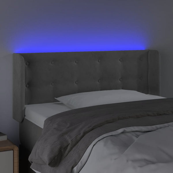 vidaXL LED Headboard Light Grey 83x16x78/88 cm Velvet