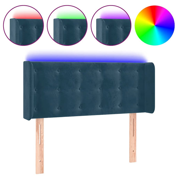 vidaXL LED Headboard Dark Blue 83x16x78/88 cm Velvet