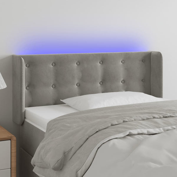 vidaXL LED Headboard Light Grey 93x16x78/88 cm Velvet