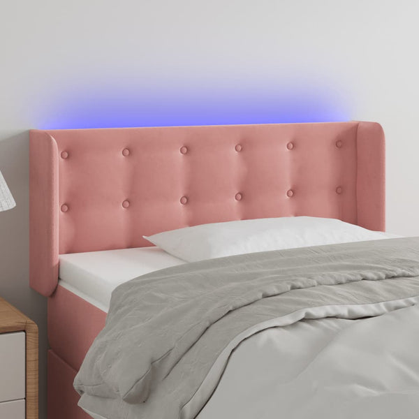 vidaXL LED Headboard Pink 93x16x78/88 cm Velvet