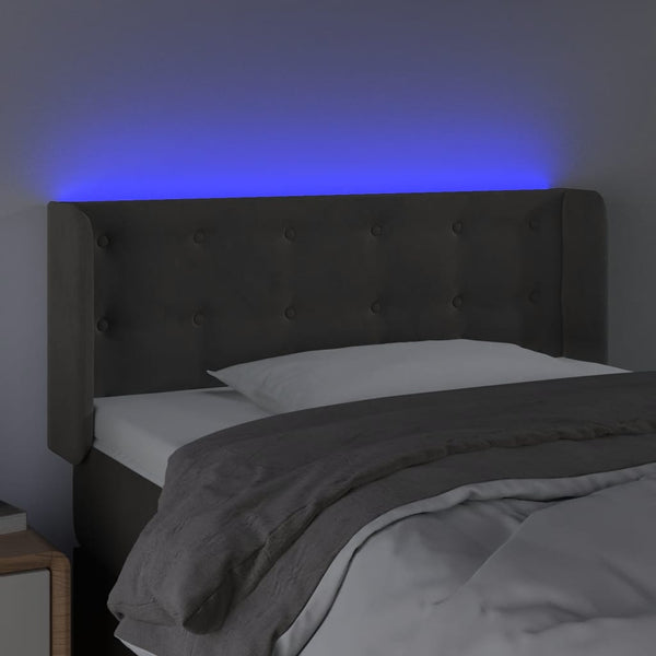 vidaXL LED Headboard Dark Gray 103x16x78/88 cm Velvet