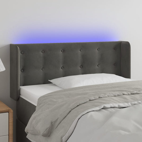 vidaXL LED Headboard Dark Gray 103x16x78/88 cm Velvet