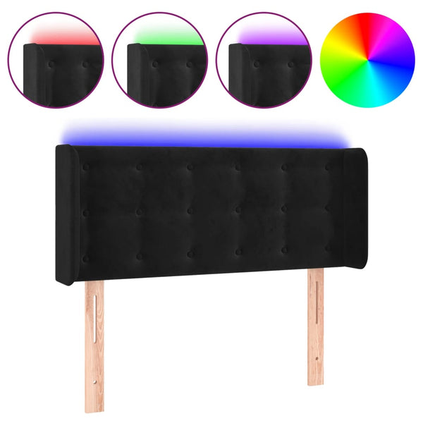 vidaXL LED Headboard Black 103x16x78/88 cm Velvet
