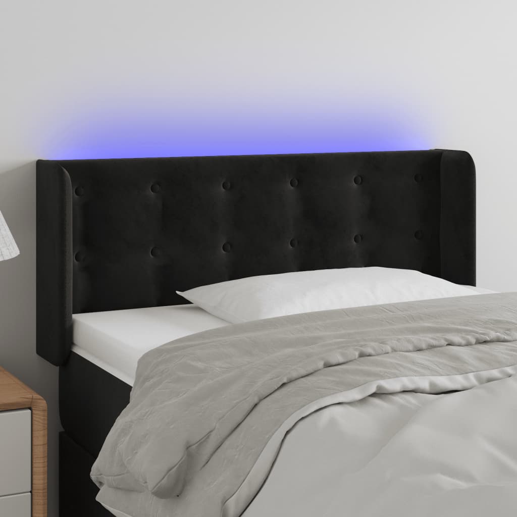 vidaXL LED Headboard Black 103x16x78/88 cm Velvet