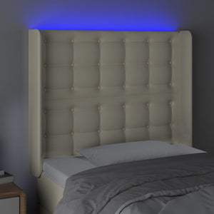 vidaXL LED Headboard Cream 83x16x118/128 cm Faux Leather