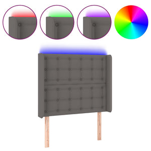 vidaXL LED Headboard Grey 83x16x118/128 cm Faux Leather