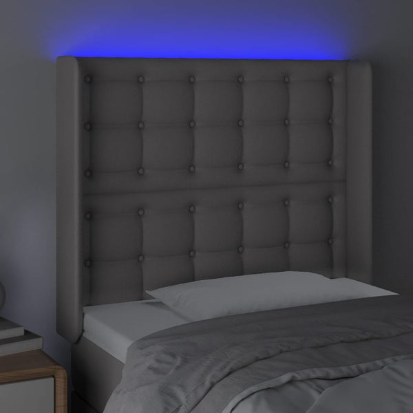 vidaXL LED Headboard Grey 83x16x118/128 cm Faux Leather