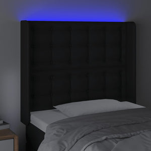 vidaXL LED Headboard Black 93x16x118/128 cm Faux Leather