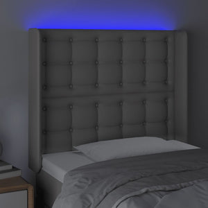 vidaXL LED Headboard Grey 93x16x118/128 cm Faux Leather
