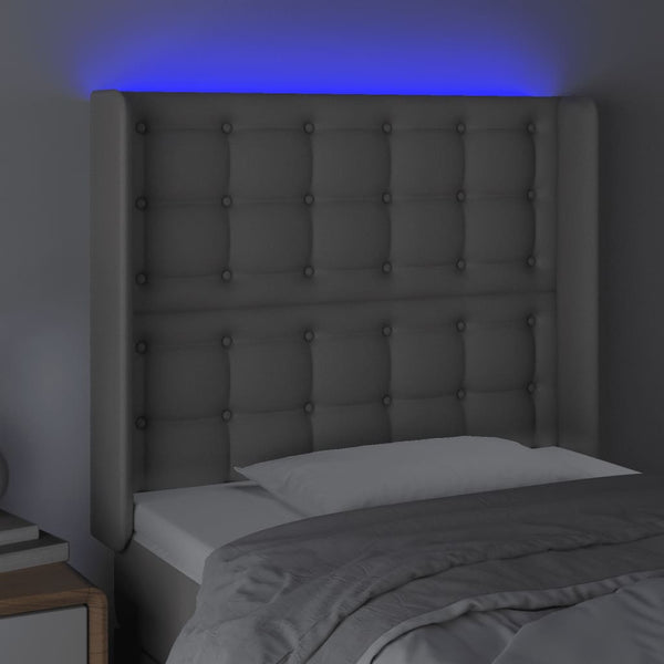 vidaXL LED Headboard Grey 93x16x118/128 cm Faux Leather