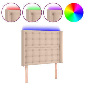 vidaXL LED Headboard Cappuccino Brown 93x16x118/128 cm Faux Leather
