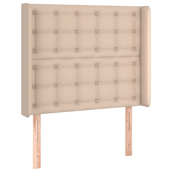 vidaXL LED Headboard Cappuccino Brown 93x16x118/128 cm Faux Leather