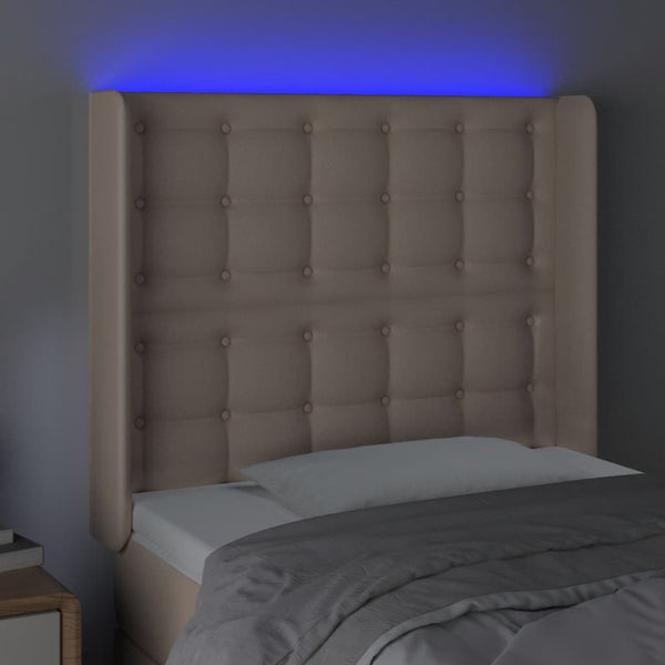 vidaXL LED Headboard Cappuccino Brown 93x16x118/128 cm Faux Leather