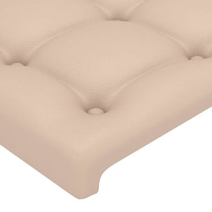vidaXL LED Headboard Cappuccino Brown 93x16x118/128 cm Faux Leather