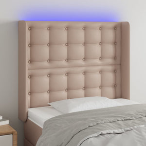 vidaXL LED Headboard Cappuccino Brown 93x16x118/128 cm Faux Leather