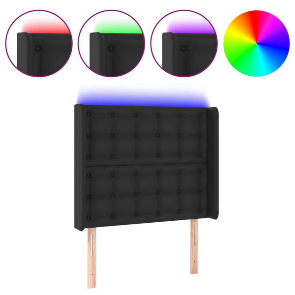 vidaXL LED Headboard Black 103x16x118/128 cm Faux Leather