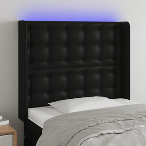 vidaXL LED Headboard Black 103x16x118/128 cm Faux Leather