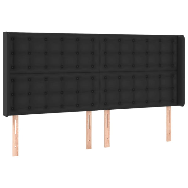 vidaXL LED Headboard Black 163x16x118/128 cm Faux Leather