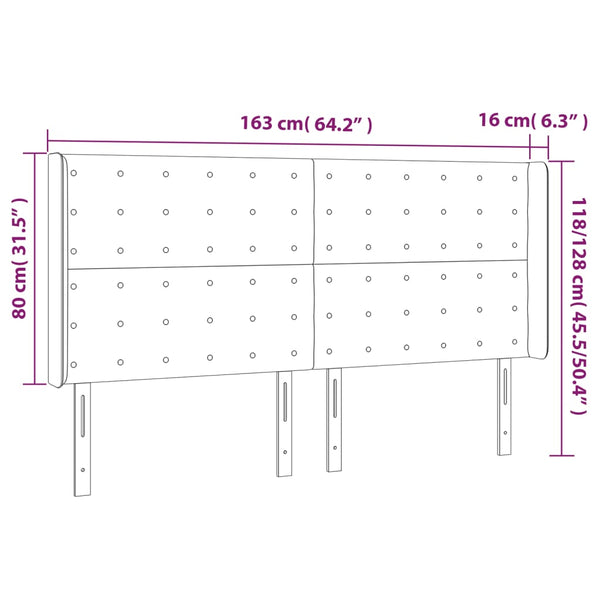vidaXL LED Headboard Black 163x16x118/128 cm Faux Leather