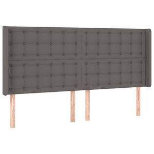 vidaXL LED Headboard Grey 163x16x118/128 cm Faux Leather