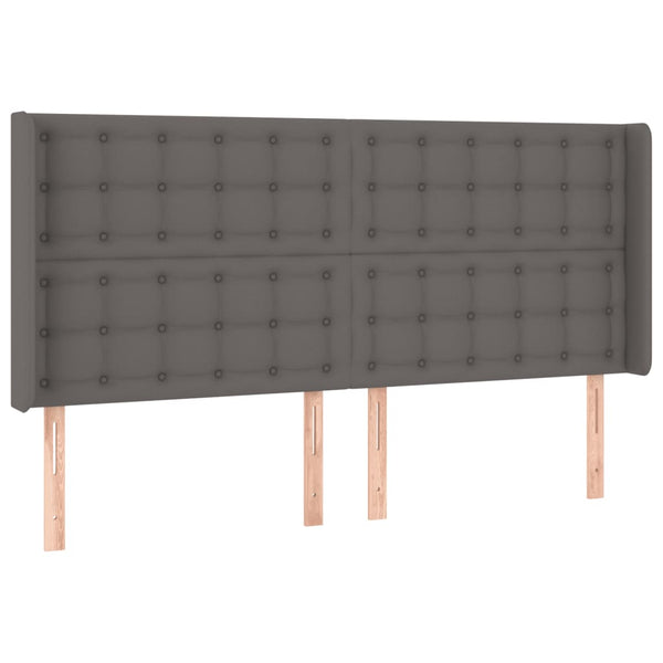 vidaXL LED Headboard Grey 163x16x118/128 cm Faux Leather