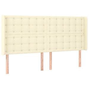 vidaXL LED Headboard Cream 183x16x118/128 cm Faux Leather