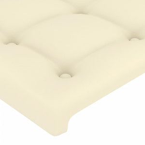 vidaXL LED Headboard Cream 203x16x118/128 cm Faux Leather