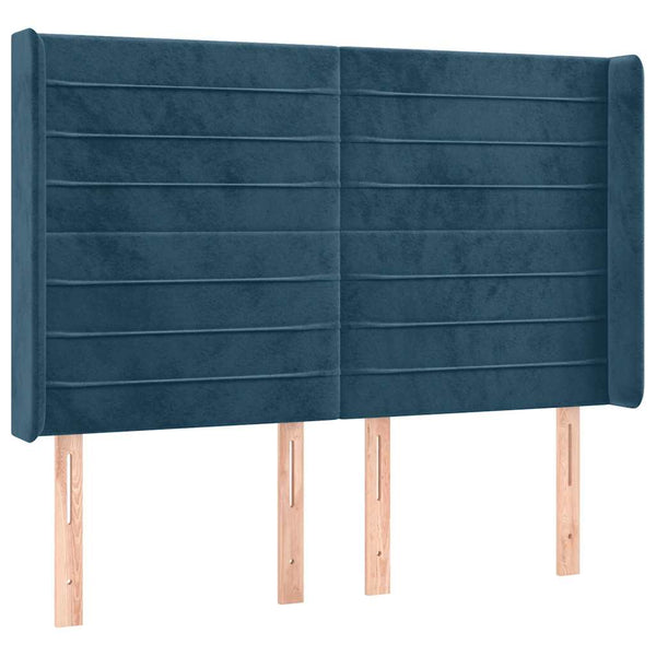 vidaXL LED Headboard Dark Blue 147x16x118/128 cm Velvet