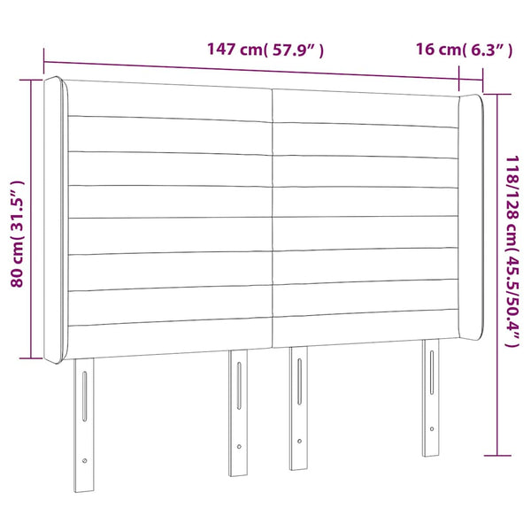 vidaXL LED Headboard Dark Blue 147x16x118/128 cm Velvet