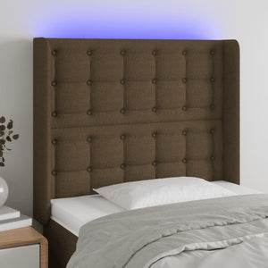 vidaXL LED Headboard Dark Brown 83x16x118/128 cm Fabric