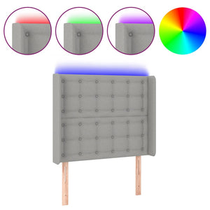 vidaXL LED Headboard Light Gray 93x16x118/128 cm Fabric