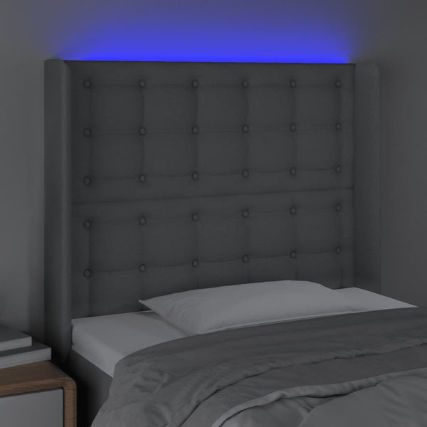 vidaXL LED Headboard Light Gray 93x16x118/128 cm Fabric