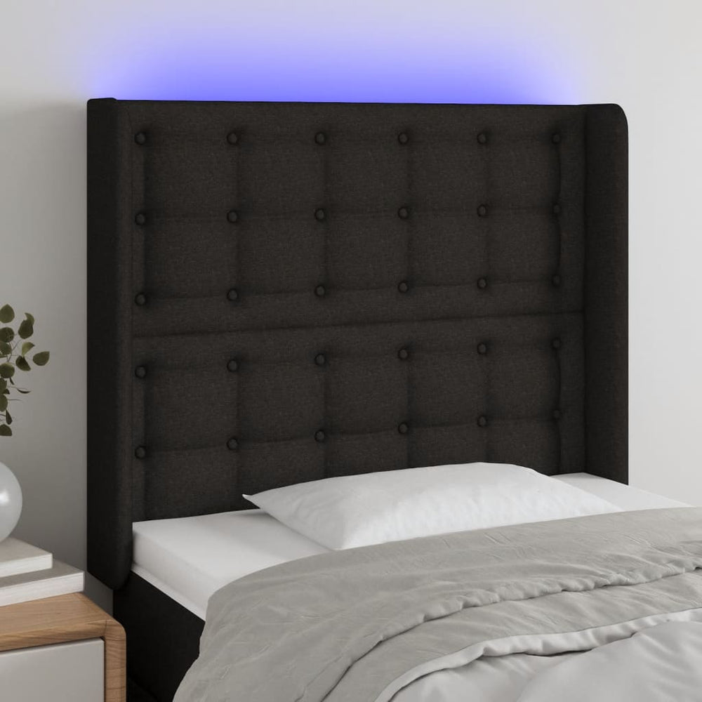 vidaXL LED Headboard Black 93x16x118/128 cm Fabric