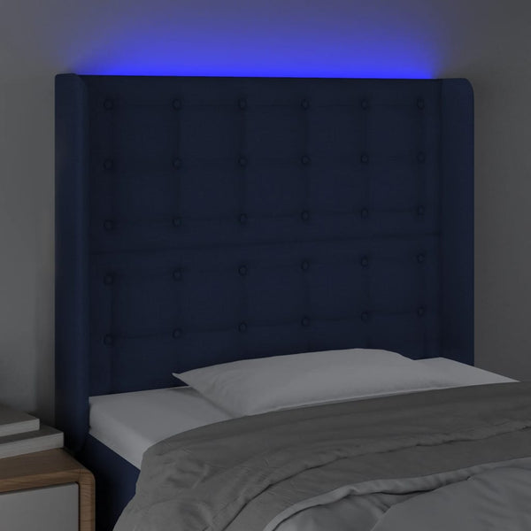 vidaXL LED Headboard Blue 93x16x118/128 cm Fabric