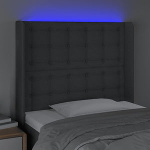vidaXL LED Headboard Dark Gray 103x16x118/128 cm Fabric
