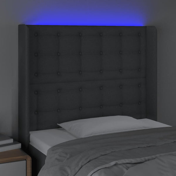 vidaXL LED Headboard Dark Gray 103x16x118/128 cm Fabric