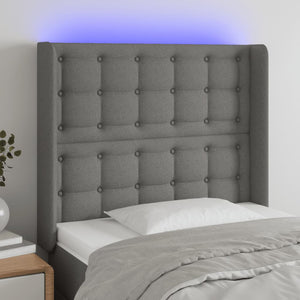 vidaXL LED Headboard Dark Gray 103x16x118/128 cm Fabric