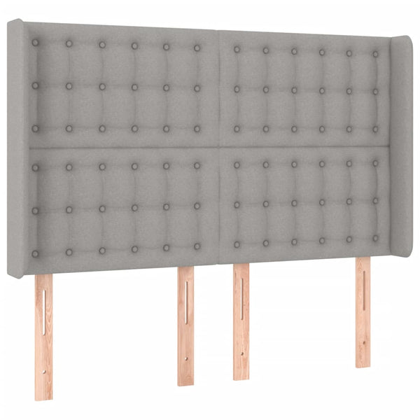 vidaXL LED Headboard Light Grey 147x16x118/128 cm Fabric