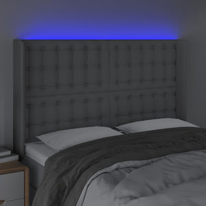 vidaXL LED Headboard Light Grey 147x16x118/128 cm Fabric