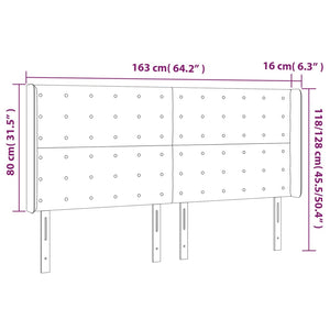 vidaXL LED Headboard Light Gray 163x16x118/128 cm Fabric