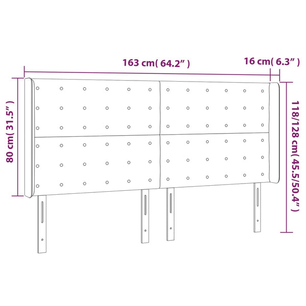 vidaXL LED Headboard Light Gray 163x16x118/128 cm Fabric