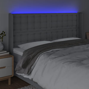 vidaXL LED Headboard Light Gray 183x16x118/128 cm Fabric