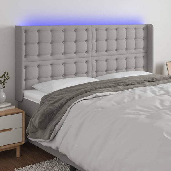 vidaXL LED Headboard Light Gray 183x16x118/128 cm Fabric