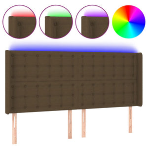 vidaXL LED Headboard Dark Brown 183x16x118/128 cm Fabric