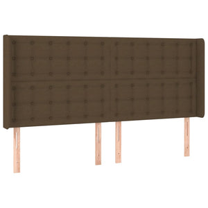 vidaXL LED Headboard Dark Brown 183x16x118/128 cm Fabric