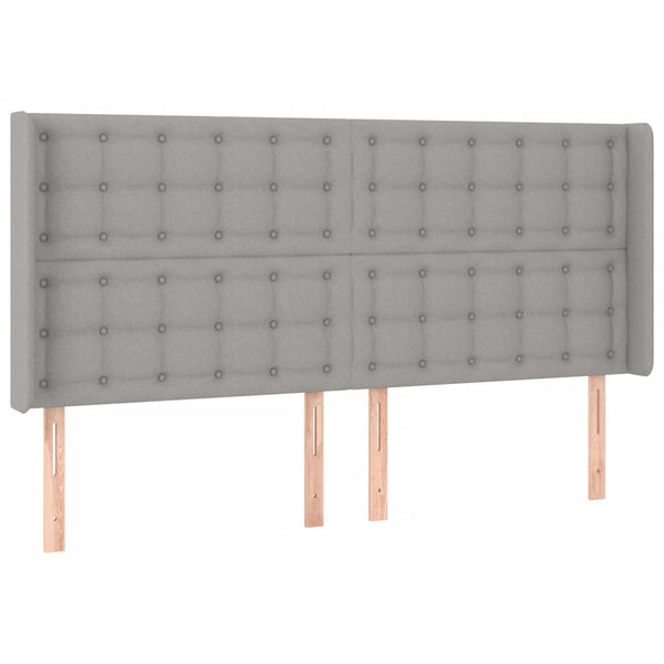 vidaXL LED Headboard Light Grey 203x16x118/128 cm Fabric