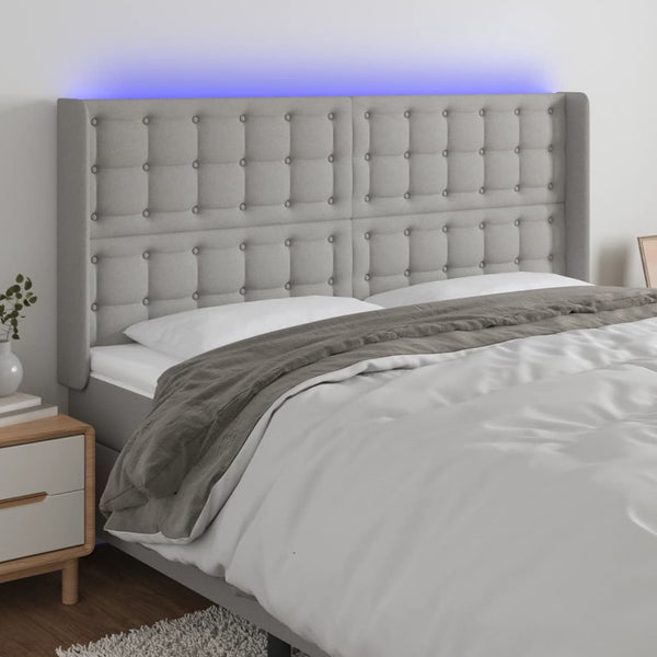 vidaXL LED Headboard Light Grey 203x16x118/128 cm Fabric