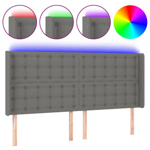 vidaXL LED Headboard Dark Grey 203x16x118/128 cm Fabric