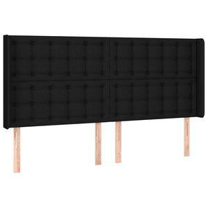 vidaXL LED Headboard Black 203x16x118/128 cm Fabric